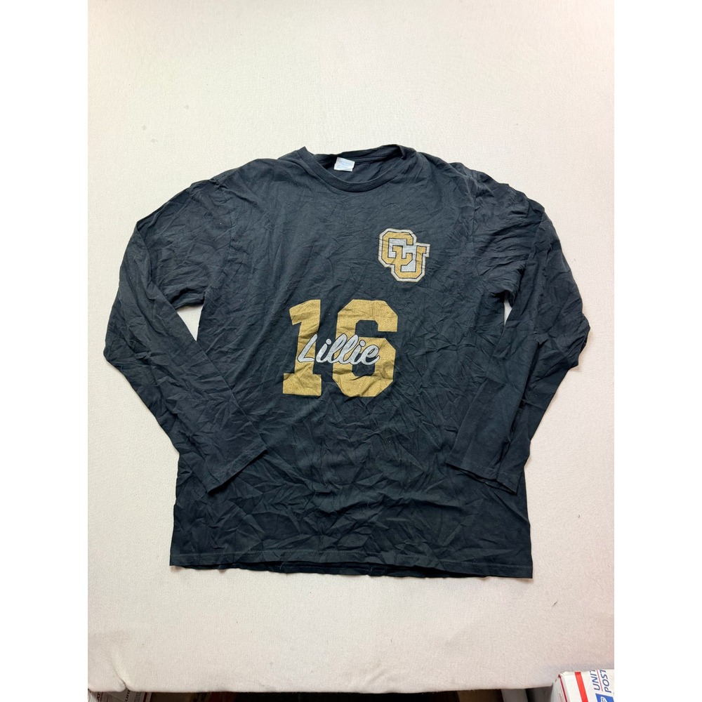 University of Colorado T-Shirt Women Large Black Excellent Long Sleeve Buffs 16